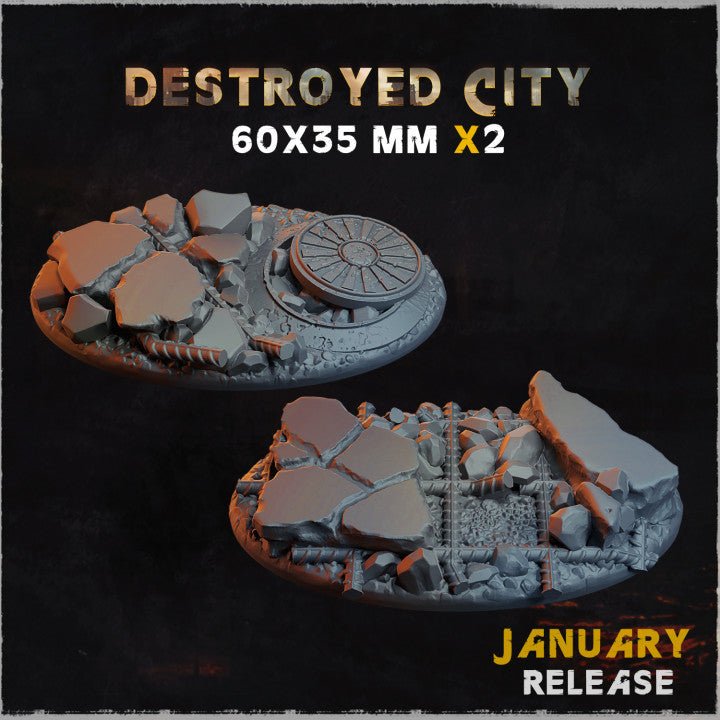 Mediocre StudiosDestroyed City BasesTabletop Gaming Miniature