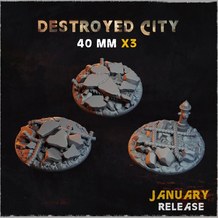 Mediocre StudiosDestroyed City BasesTabletop Gaming Miniature