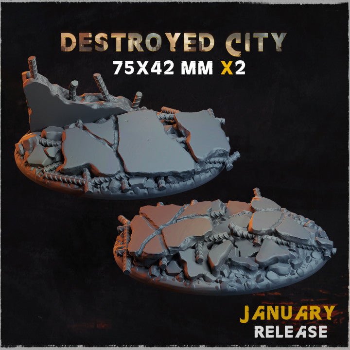 Mediocre StudiosDestroyed City BasesTabletop Gaming Miniature