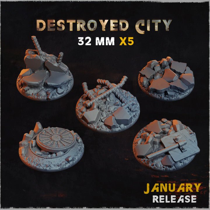 Mediocre StudiosDestroyed City BasesTabletop Gaming Miniature