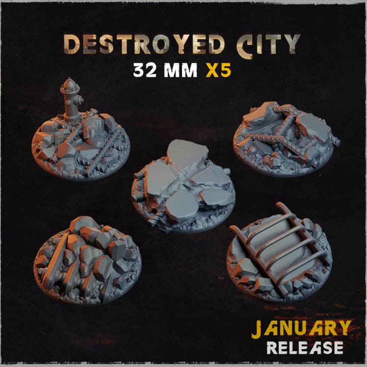 Mediocre StudiosDestroyed City BasesTabletop Gaming Miniature