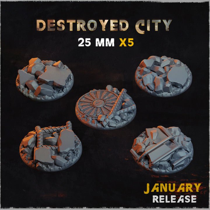 Mediocre StudiosDestroyed City BasesTabletop Gaming Miniature