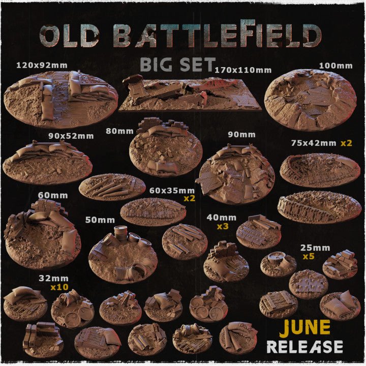 Mediocre StudiosOld Battlefield Set BasesTabletop Gaming Miniature