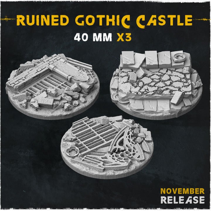 Mediocre StudiosRuined Gothic Castle BasesTabletop Gaming Miniature