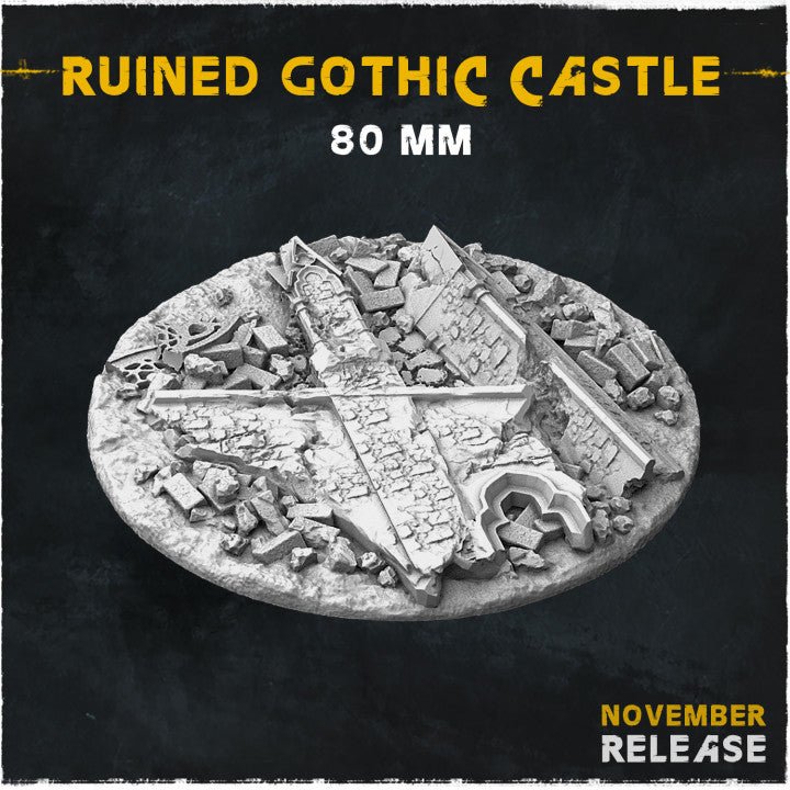 Mediocre StudiosRuined Gothic Castle BasesTabletop Gaming Miniature