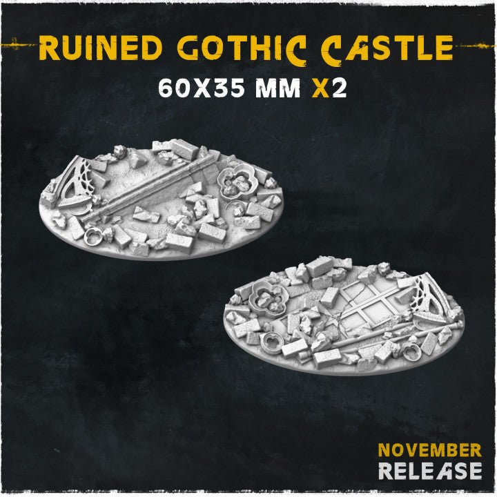 Mediocre StudiosRuined Gothic Castle BasesTabletop Gaming Miniature