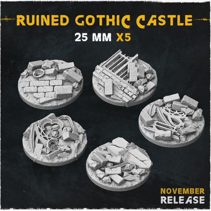 Mediocre StudiosRuined Gothic Castle BasesTabletop Gaming Miniature