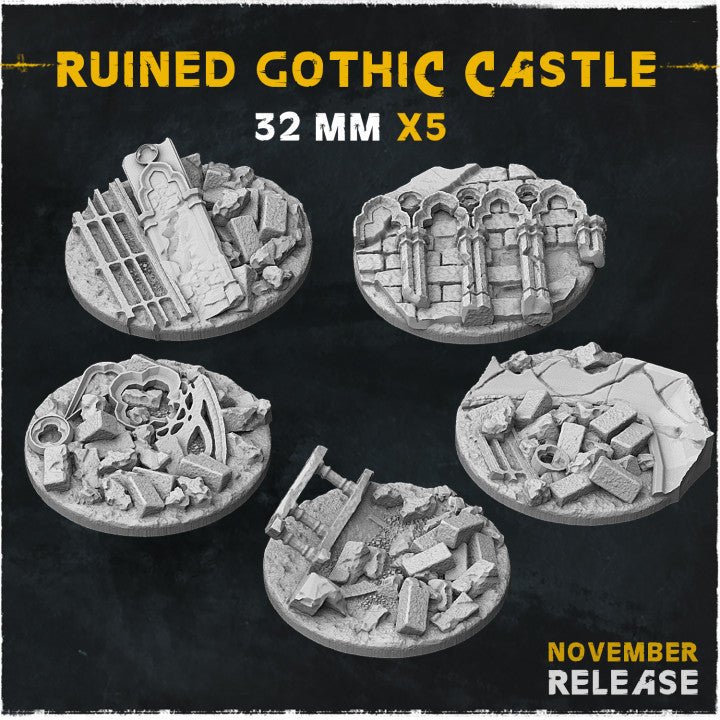 Mediocre StudiosRuined Gothic Castle BasesTabletop Gaming Miniature