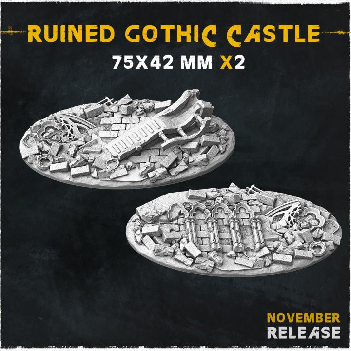 Mediocre StudiosRuined Gothic Castle BasesTabletop Gaming Miniature